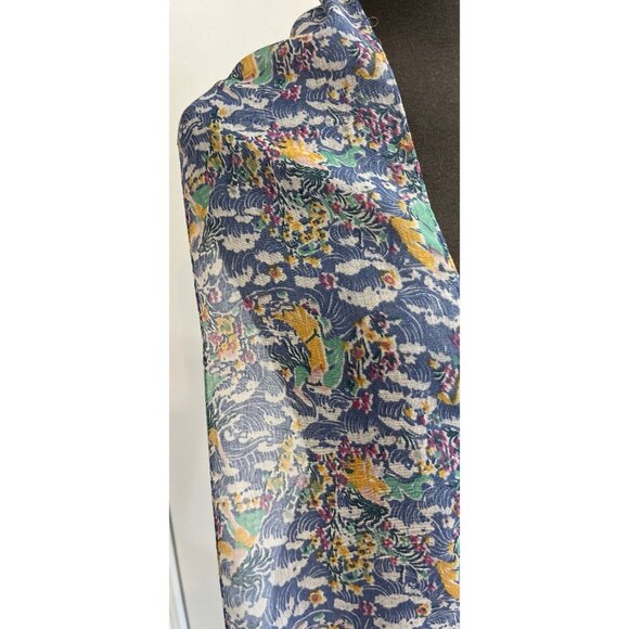 Vtg 1970’s Psychedelic Flowers Waves 20’s Flapper Scarf 74" x 6.5" All Cotton - Picture 2 of 9